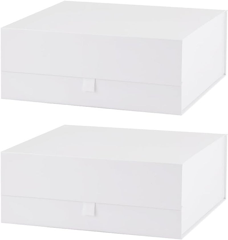 PLINJOY 2 Pcs White Gift Box Large 13.5x11.8x4.7 Inches, White Gift Boxes for Presents with Magnetic Closure Lid, Luxury Gift Box Rectangle Collapsible Boxes for Gift Packaging - Image 1